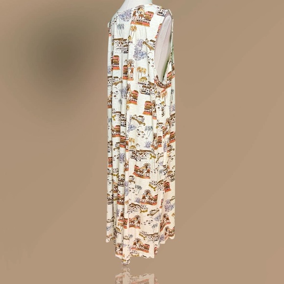 NWOT Denim & Co. Naturals Regular V-Neck Printed Midi Dress w/ Pockets in Scenic - Picture 10 of 14